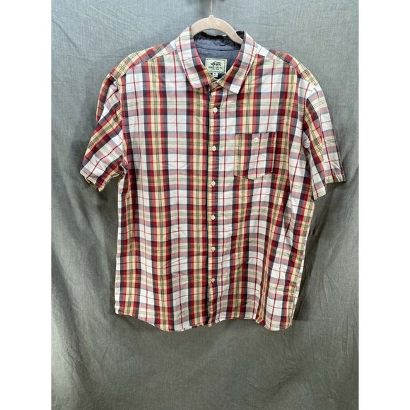 Ecko Unltd. Shirt Adult Extra Large Red Plaid Button Up Short Sleeve Casual Mens - Picture 1 of 8